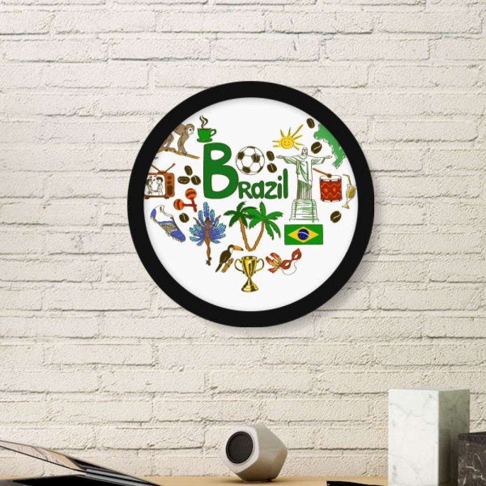 Badge rond Brésil Amour Coeur grand format avec cadre noir protecteur