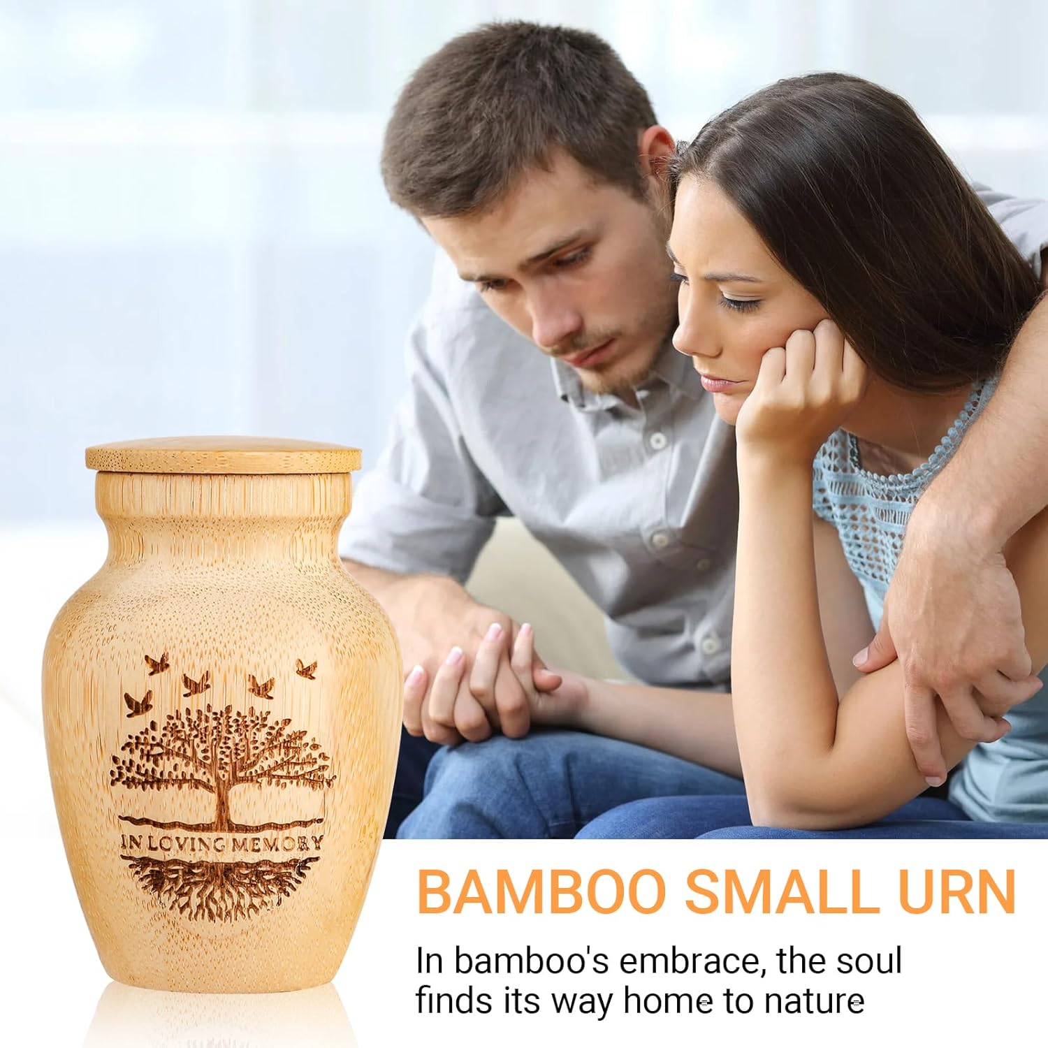 Small Urns for Human Ashes Keepsake Set of 2, Handcrafted Bamboo, Mini Cremation Keepsake Urn for Funeral Memorial or Home Decorative, 2" W x 3" H - Image 5