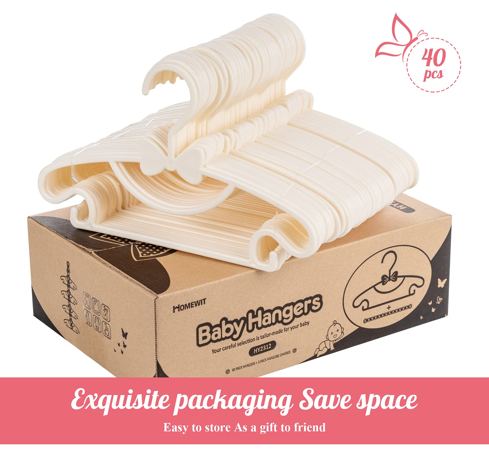 40 Grucce Bambini In Plastica Rosa - Appendiabiti Antiscivolo Con 3 Cinghie - Per Neonati E Bambini 0-4 Anni - Foto 7