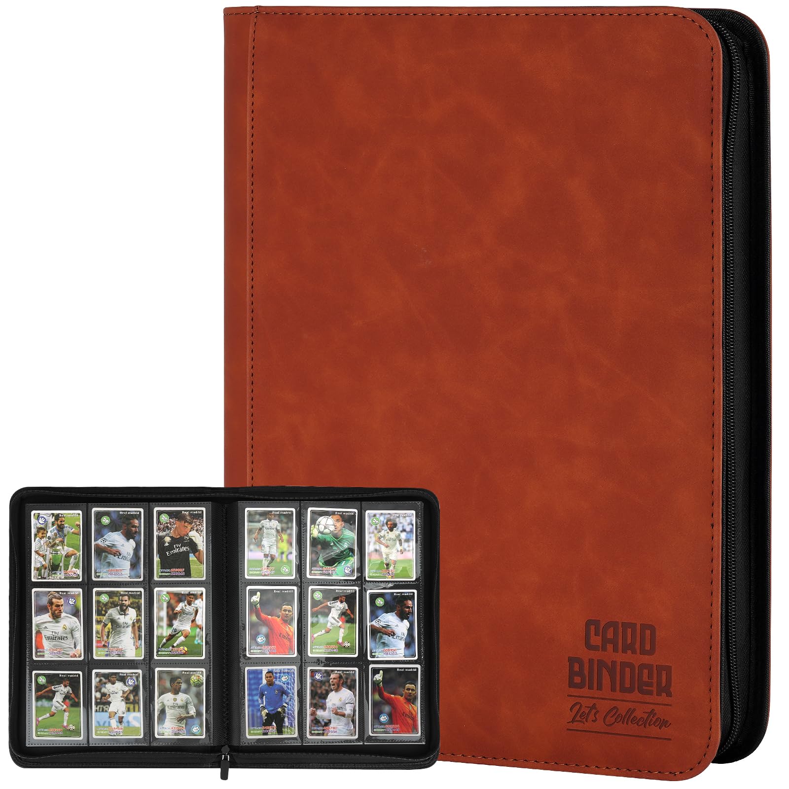 Trading Card Binder, Premium 9 Pocket Double Sided 540 Pocket PU Card Collection Binder, Collectible Trading Card Albums for MTG, TCG, Sport Card, Game Cards (Brown) : Toys & Games