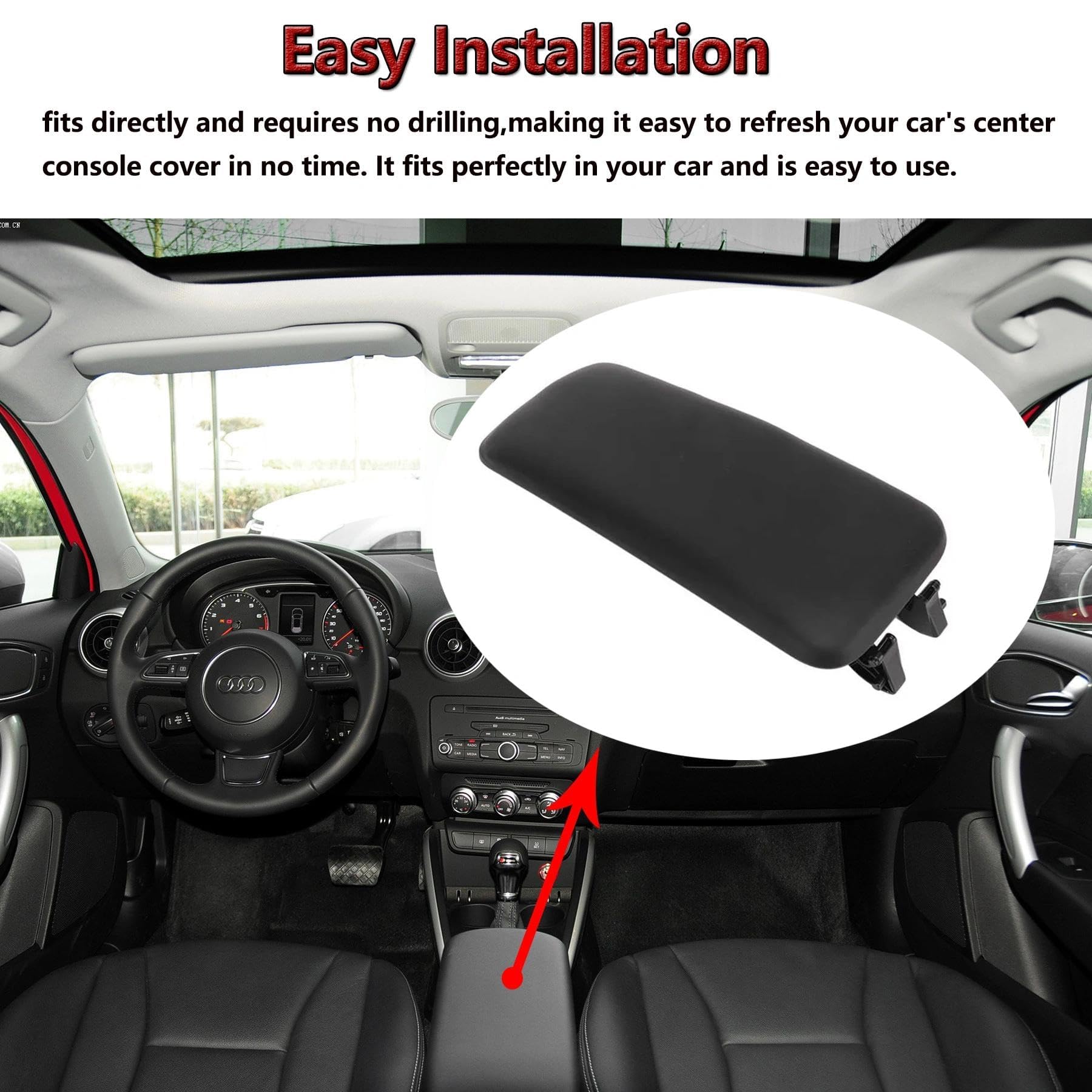 Heart Horse A1 Couvercle d'accoudoir de console centrale, OEM 8X0864245B Accoudoir de voiture en similicuir PU, Remplacement Housse pour accoudoir compatible avec A1 8X1 2012-2018