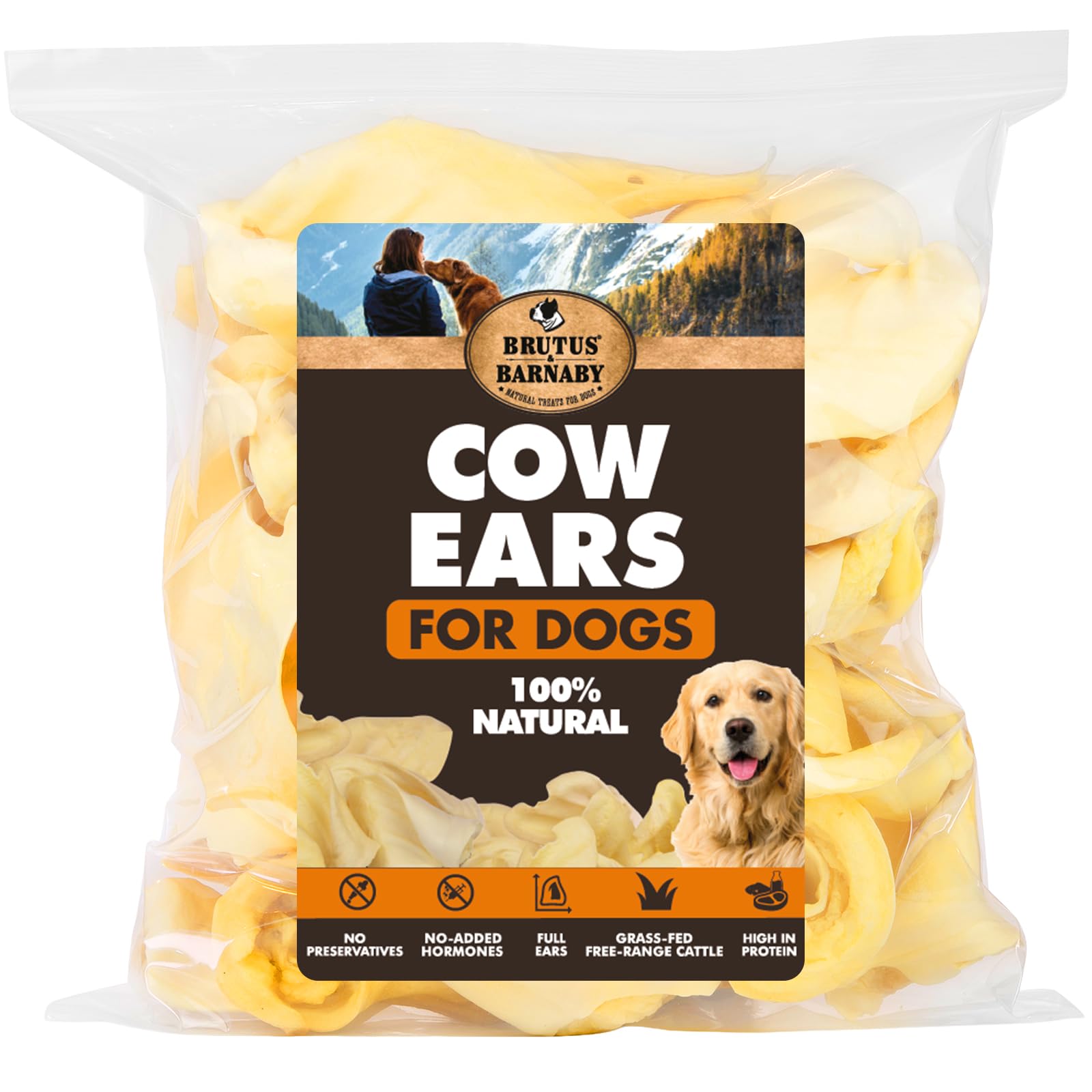 Cow Ears for Dogs – Thick Cut, Grass-Fed Angus Beef, All-Natural No-Rawhide Dog Treat Alternative