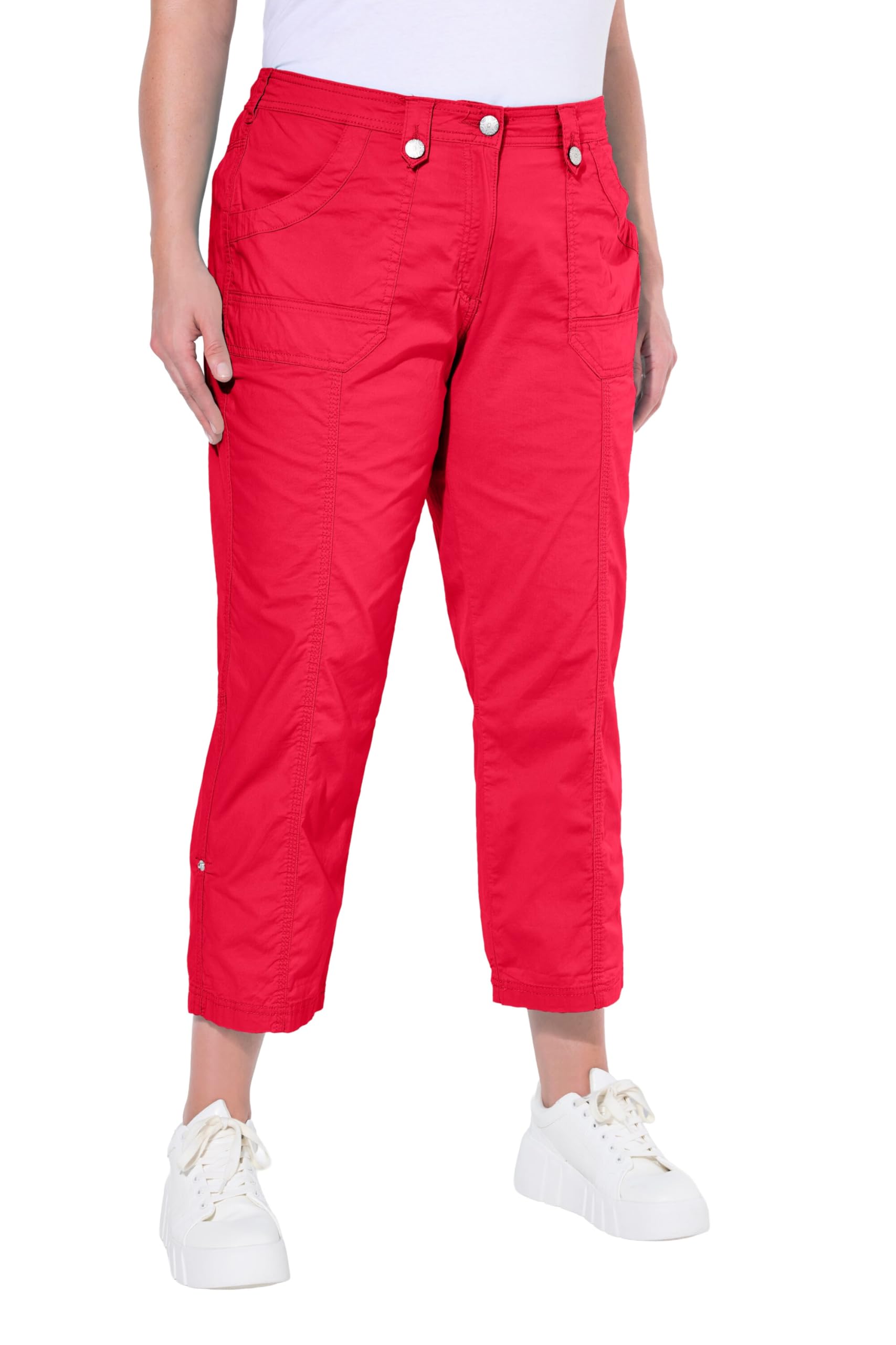 Ulla Popken Damen Pants Roll-tab Hem Stretch Cargo Pants