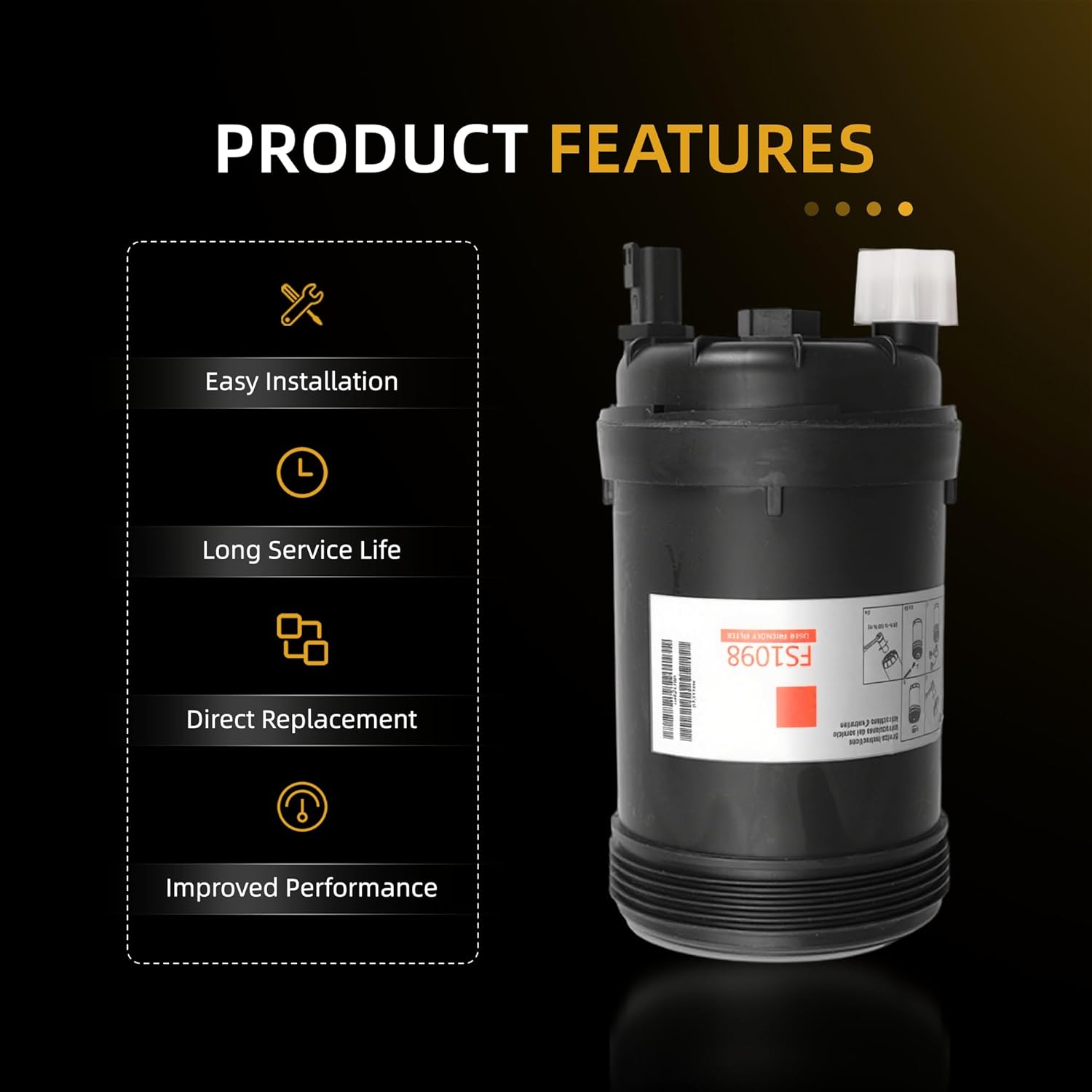 6 Pack fs1098 water separator Fuel filter, Fuel Water Separator Filter with PCV Valve Fit for Cummins B6.7 ISB6.7/QSB6.7 ISL8.9 L9 Series Diesel Engines, Fit for W100CFI W120CFI W130CFI #OE FS