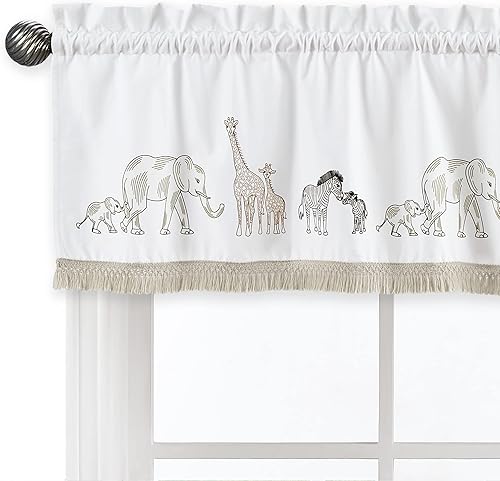 Miniatura 4 de Sweet Jojo Designs Cenefa de tratamiento de ventana de animales de safari en la selva  Bronceado Beige Marrón Taupe Negro y Blanco Género Neutral