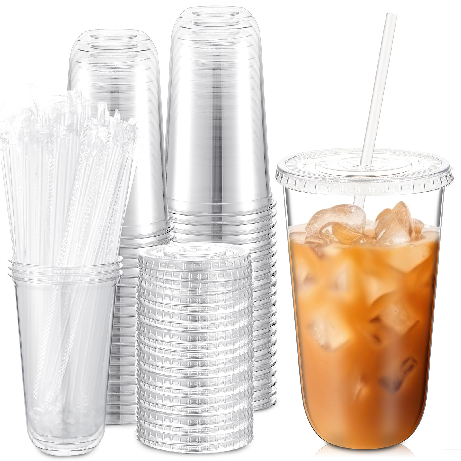 Ziliny 50 Sets 16oz Clear Plastic Cups with Lids and Straws Disposable Cups — Amazon image 17