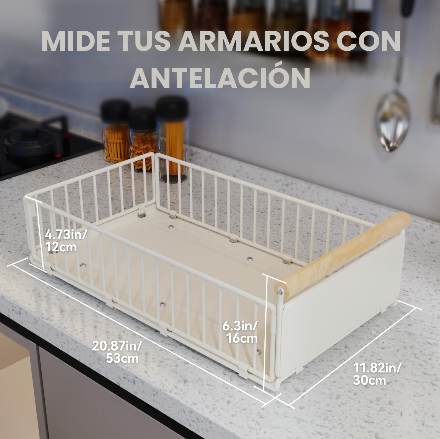 iHomara 2 cajones extraíbles, 53 cm de profundidad, cajones para armarios, cajones de cocina con nano-adhesivo y tornillos para cocina, baño, 53 cm de profundidad x 30 cm de ancho, 16 cm de altura 1