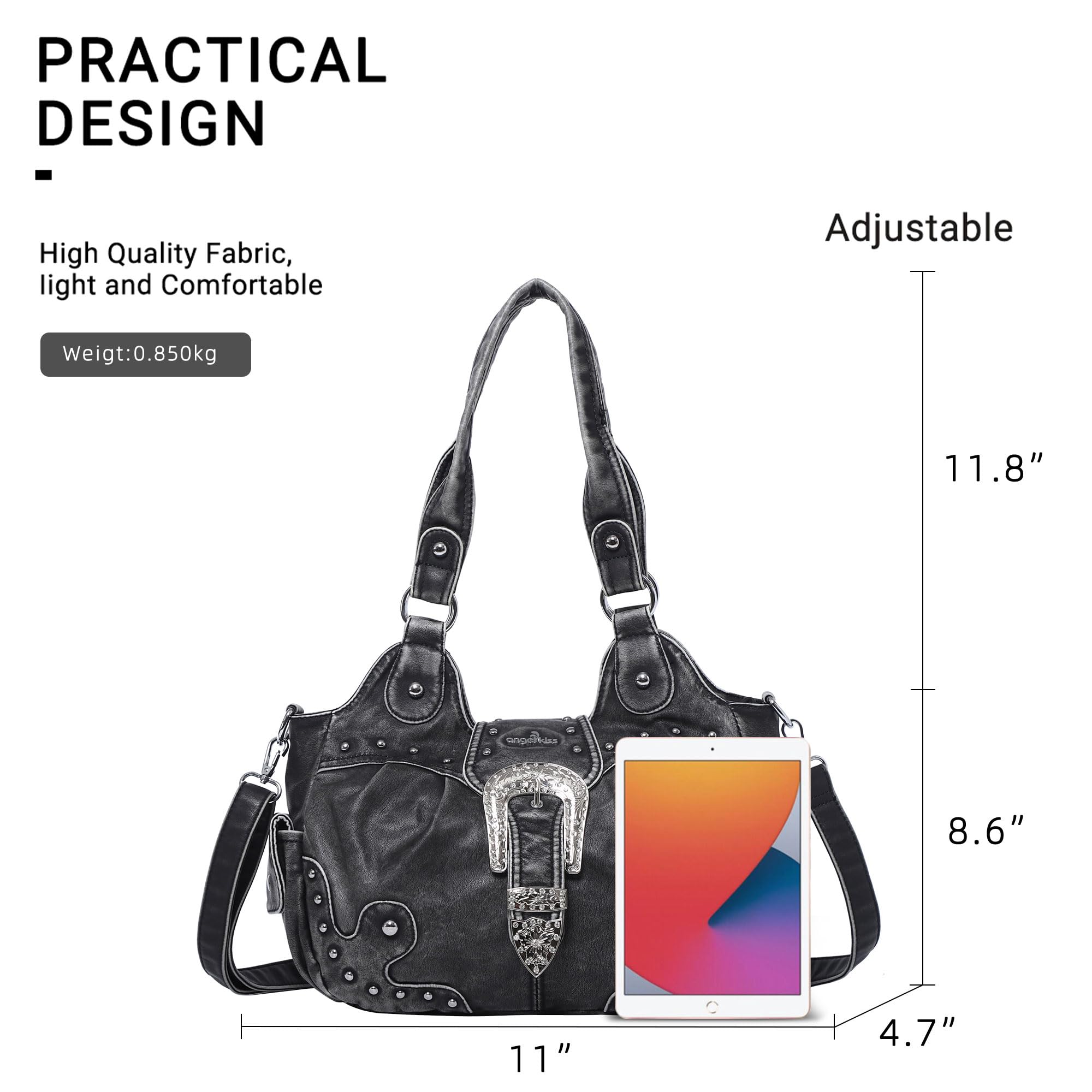 Angel Kiss Torby hobo dla kobiet wegańskie skórzane torebki i torebki damskie eleganckie torby na ramię torebki crossbody z metalowymi ćwiekami