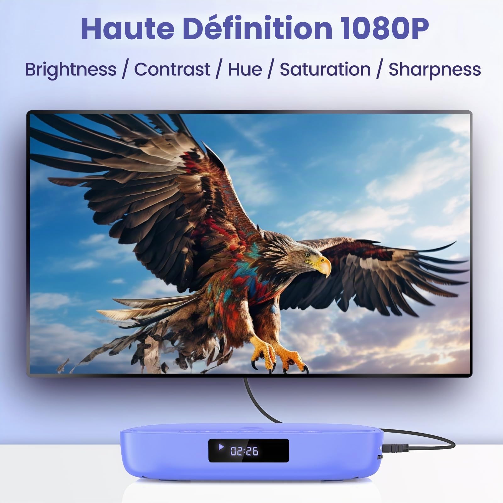 Lecteur DVD Mini DESOBRY, HDMI, 1080p, Multizone, USB/TF, CD/DVD