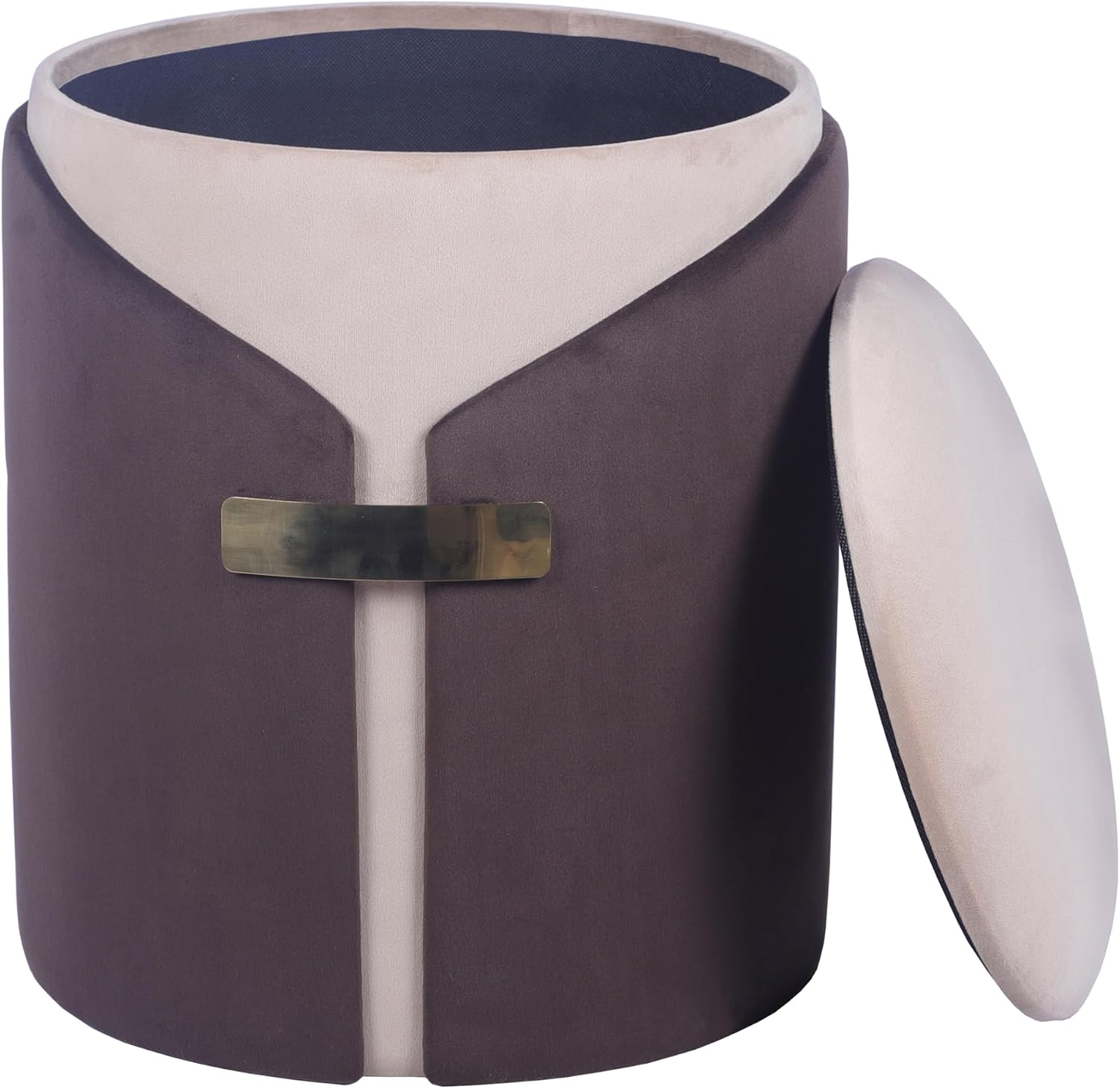 Two-Toned Vanity Stool Ottoman with Storage