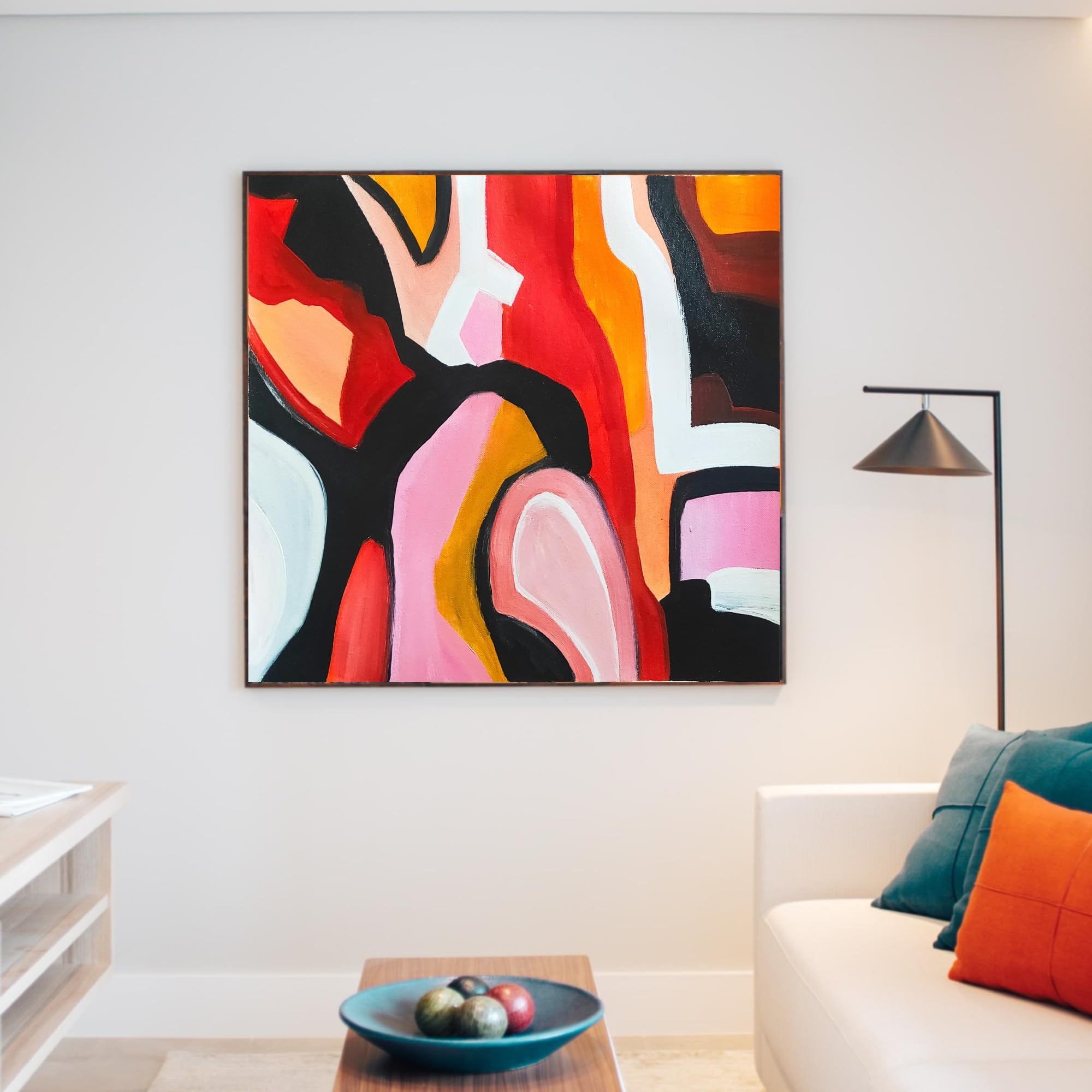 Original 100% Handmade Paintings for Home decor, Red, Black & Gold Abstract Painting for Living Room | Modern Abstract Art | Abstract Wall Painting | Abstract Acrylic painting (40 X 30 Inches)