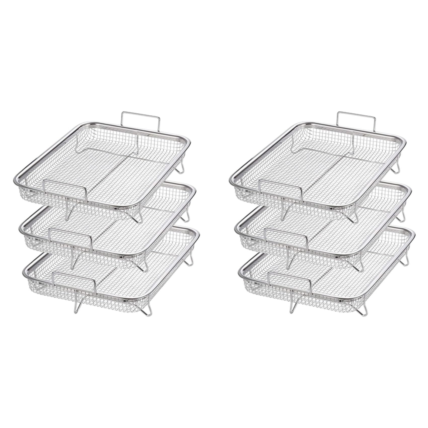 Hndhbfgrt 6 Pack Air Fryer Basket for Oven, Stainless Steel Grill Basket Non-Stick Mesh Basket Set, Air Fryer Tray Wire Rack