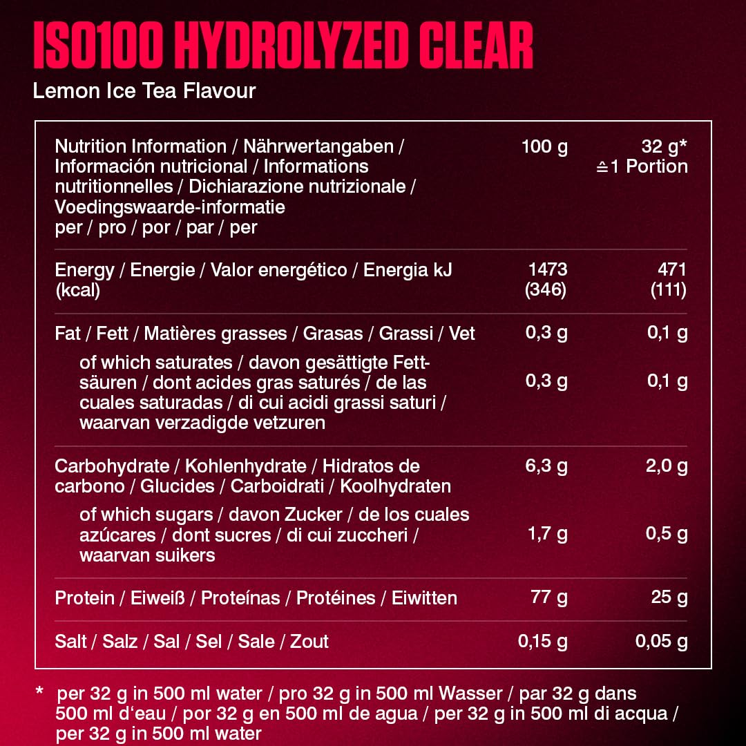 Dymatize ISO 100 Hydrolized Clear Lemon Ice Tea 512g Proteine ​​del siero di latte chiare in polvere idrolizzate e isolate