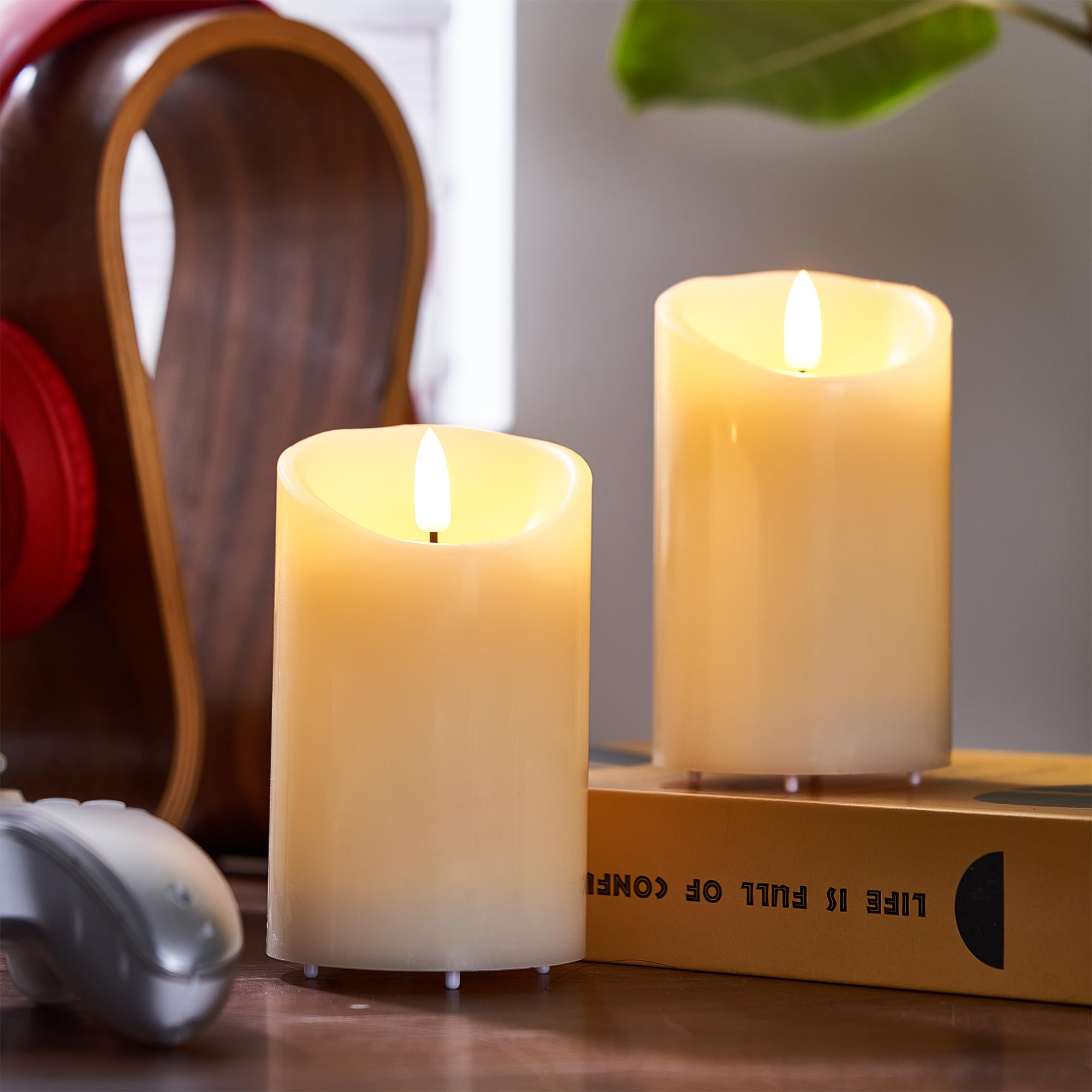 FiiMoo Velas LED Recargables, Pack de 2, Velas Eléctrica Efecto Llama con Cable de Carga USB y Temporizador, Vela de Pilas, 3D Efecto Llama, para Navidad Halloween Fiesta Decor Habitacion, 15cm Marfil