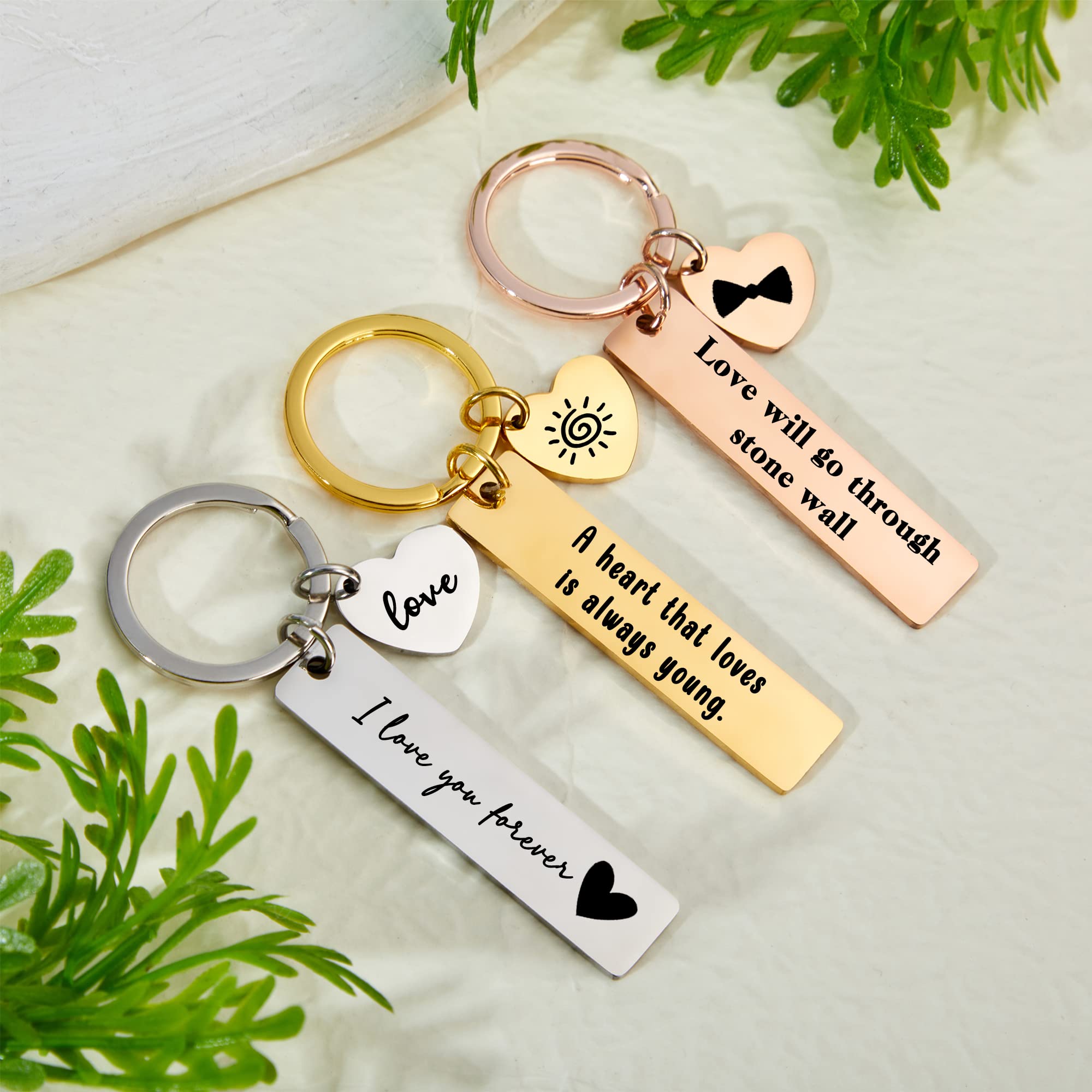 Mostop Custom Engraved Keychains, Custom Drive Safe Keychains, Engraved Key Chain for Couples, Anniversary Birthday Christmas Gift, Gift for Her, Him