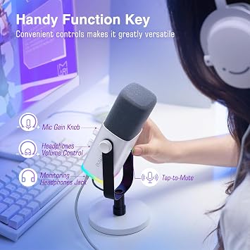 FIFINE XLR/USB Dynamic Microphone with Over-Ear Headset Bundle, Gaming Mic and Headset Set with RGB, Volume Control, 7.1 Surround Sound, Game Chat Balance Compatible with PS4/PS5/PC-AM8W+H13WP