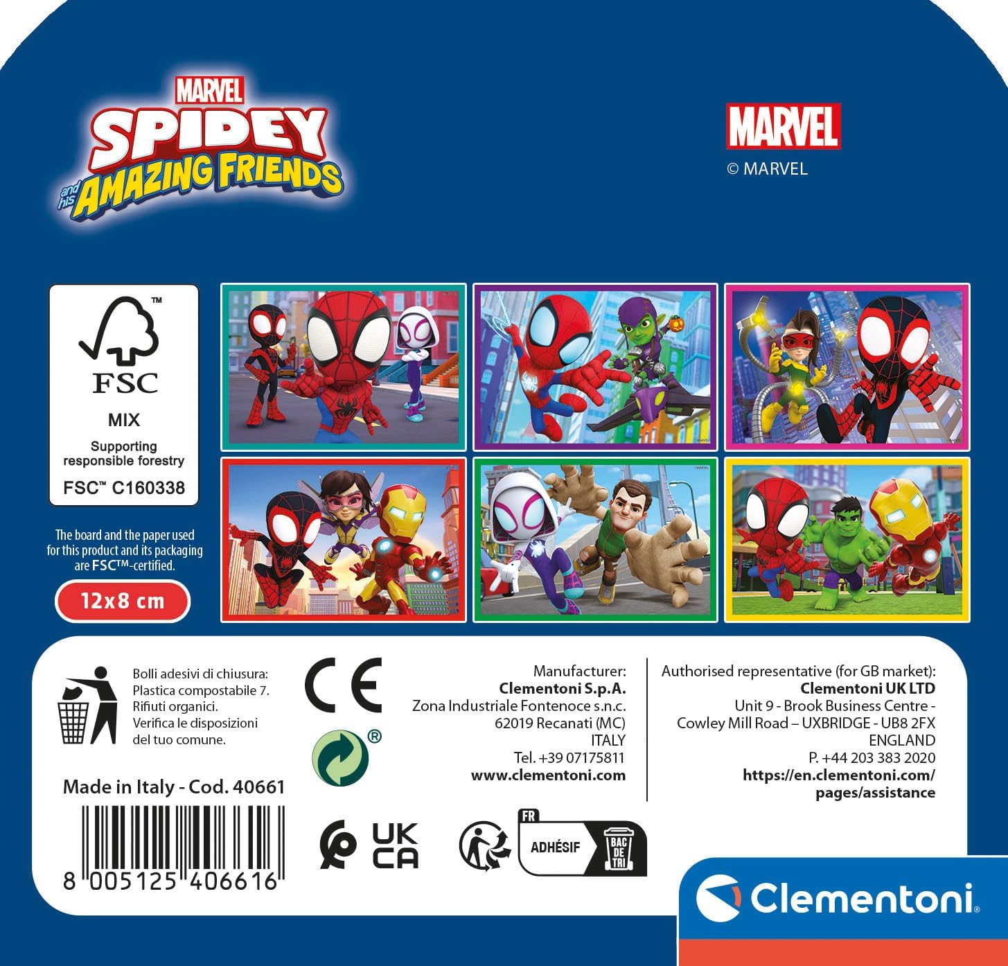 Clementoni Marvel Spidey and His Amazing Friends - 6 Pieces Children 2 Years, Cartoons, Cubes, Superhero Puzzles, Made in Italy, Multicoloured, 40661