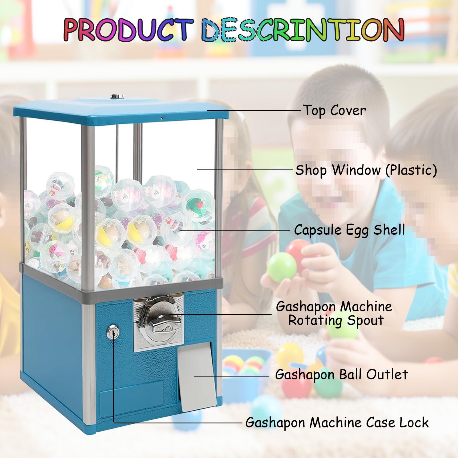 Distributeur automatique de capsules à monnaie avec serrures, multi-usage pour les magasins de jeux et les points de vente au détail, comprend 100 capsules vides