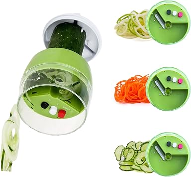 4 in 1 Spiralizer for Vegetables - Adjustable Vegetable Slicer - Zucchini Courgette Spiralizer Noodles Spaghetti Maker - Veggie Carrot Cucumber Slicer Spiral Cutter - Kitchen Tools & Gadgets