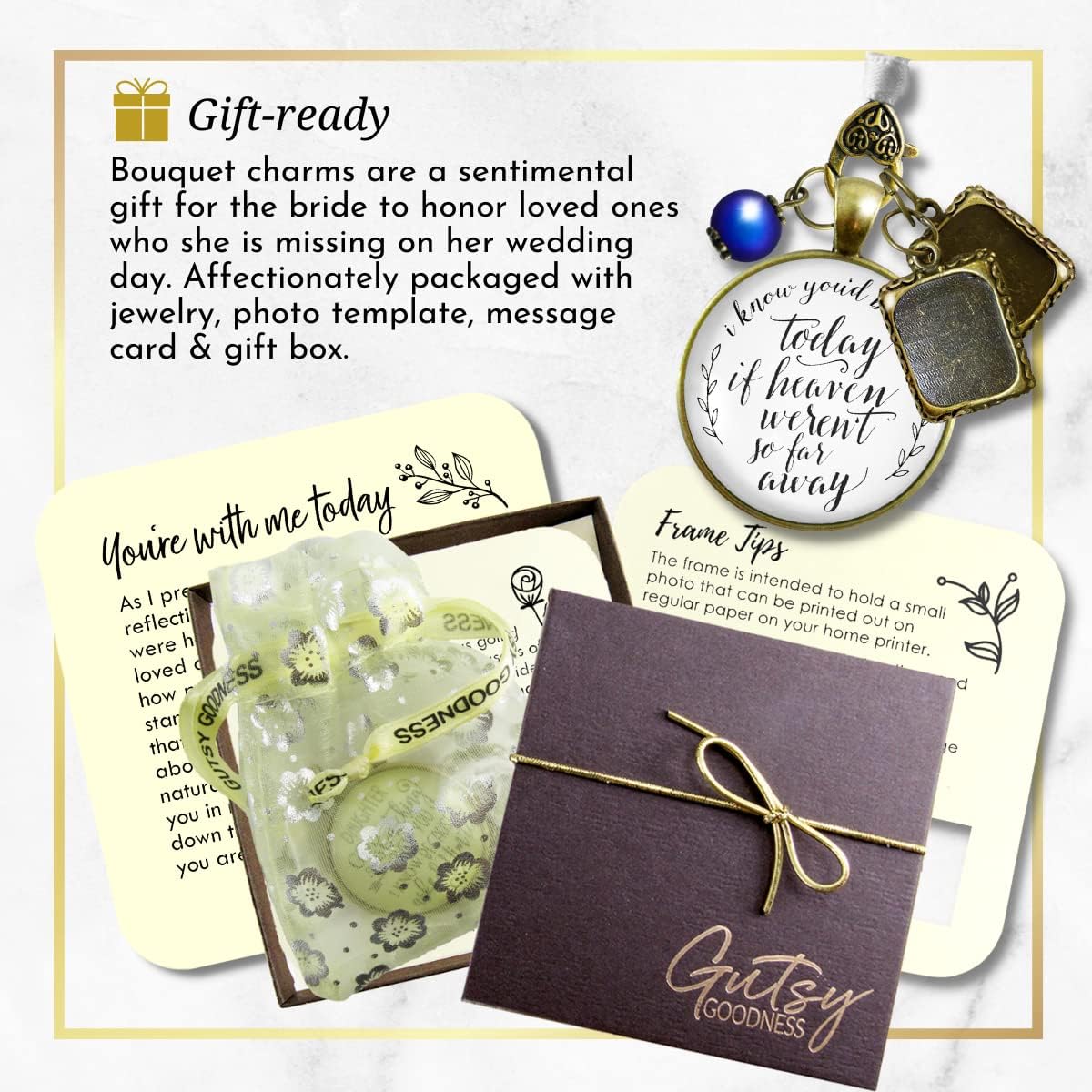 Gutsy Goodness Memorial Wedding Bouquet Charm I Know You'd Be Here Today If Heaven Bridal Pendant Jewelry Photo Frame - Image 8