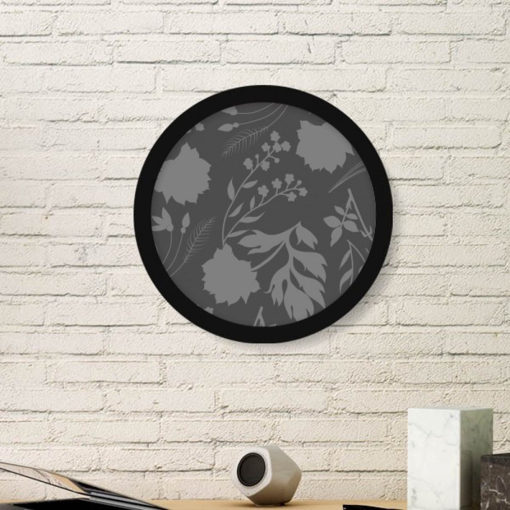 Cadre photo rond en bois noir avec peinture botanique résumé art