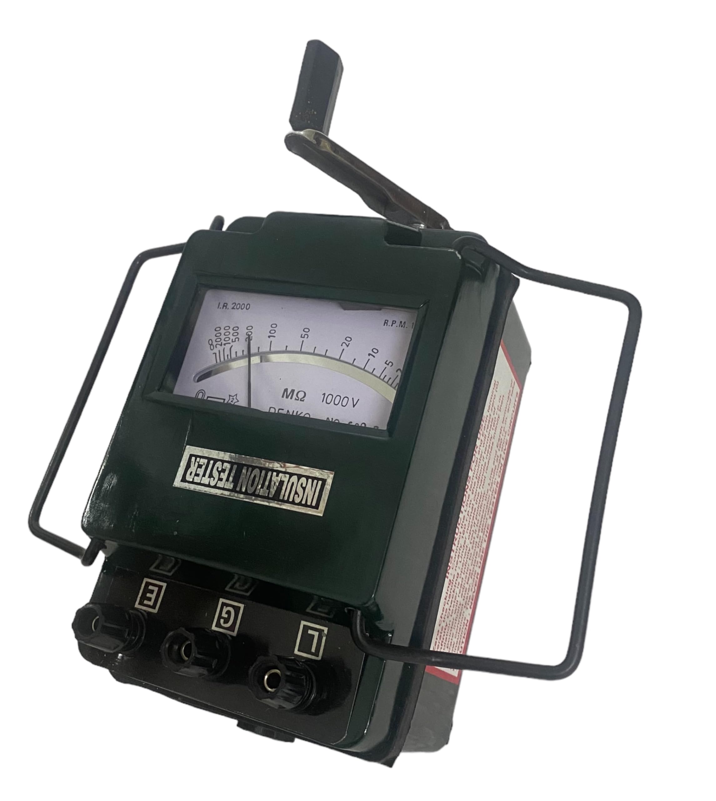 DENKO Insulation Tester/Megger/Insulation Resiatnce Tester 1000V / 2000 MOhm(MΩ) Analog Insulation Tester Generator Type Hand Driven with One Year Warranty (B0BSDKCYRY) Amazon Price History, Amazon Price Tracker