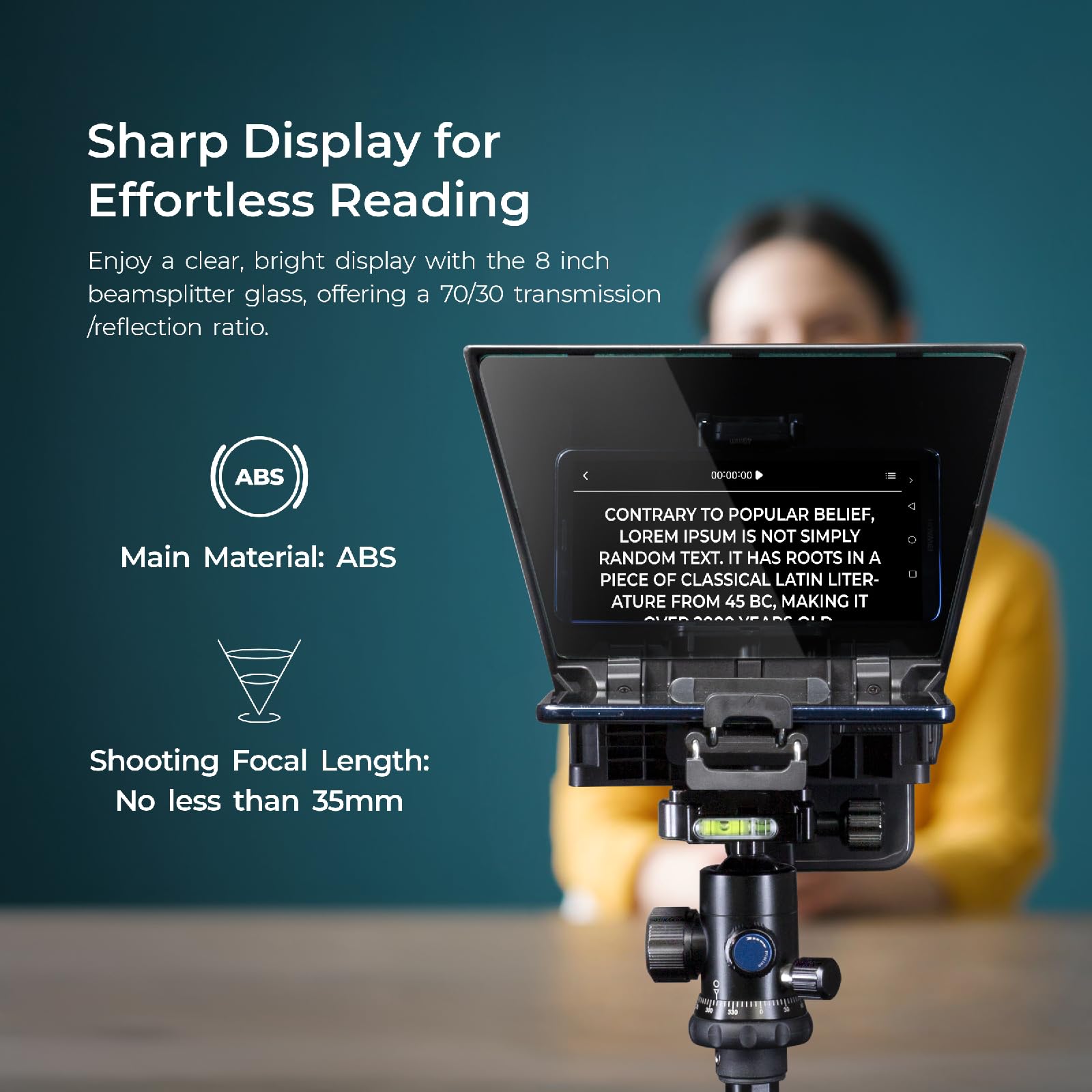 Digitek DTP-008 8-Inch Portable Teleprompter for Smartphone & DSLR, Bluetooth Remote, 1/4-Inch Screw Mount, Android & iOS App Support, Magnetic Clamp, 8 Lens Adapter Rings — Amazon image 3