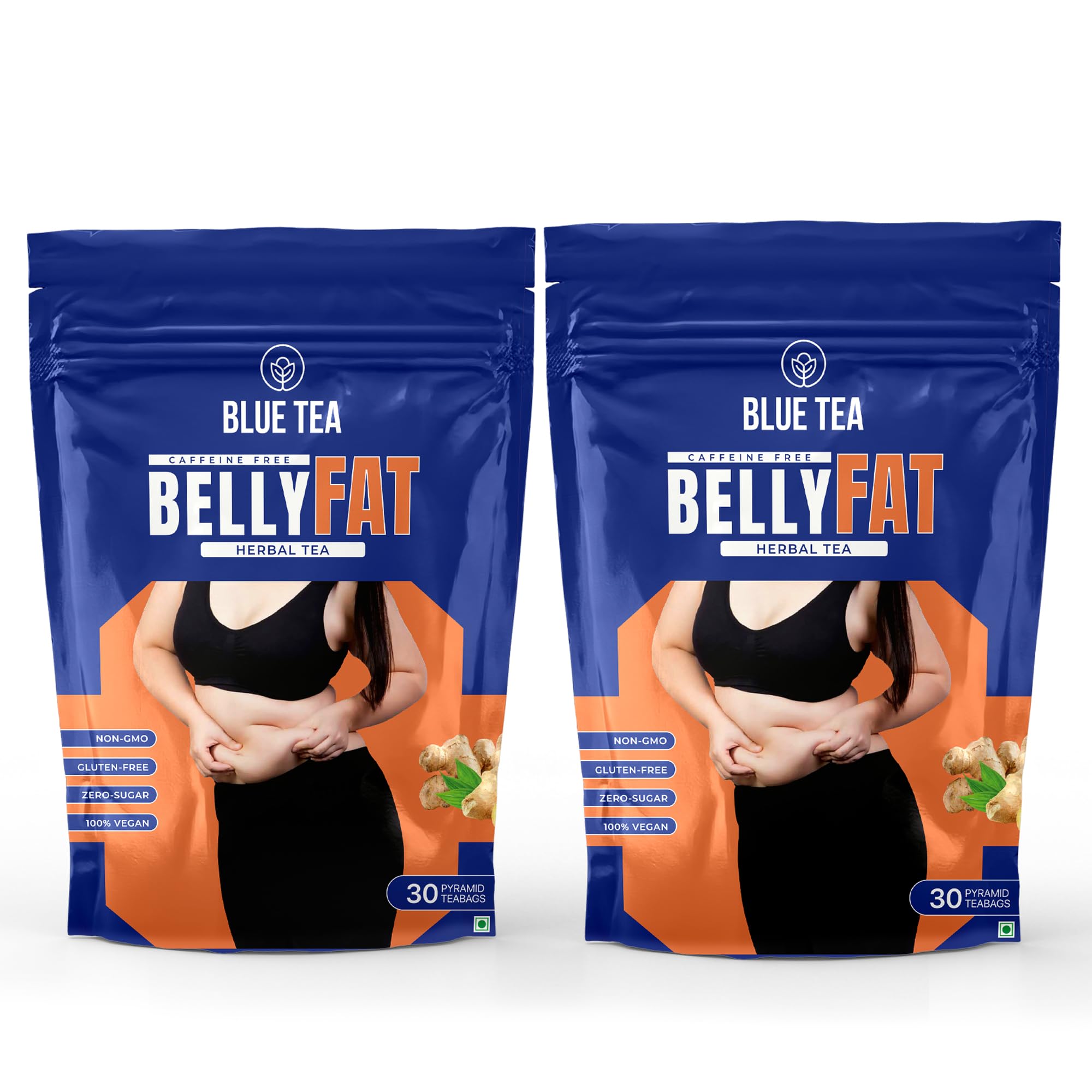 BLUE TEA - Belly Tea - 30 Tea Bags (Pack of 2) - Pyramid Plant Based | Caffeine Free - Herbal Tea - Sugar Free | Featured In Shark Tank | Zipper Pack-image-29