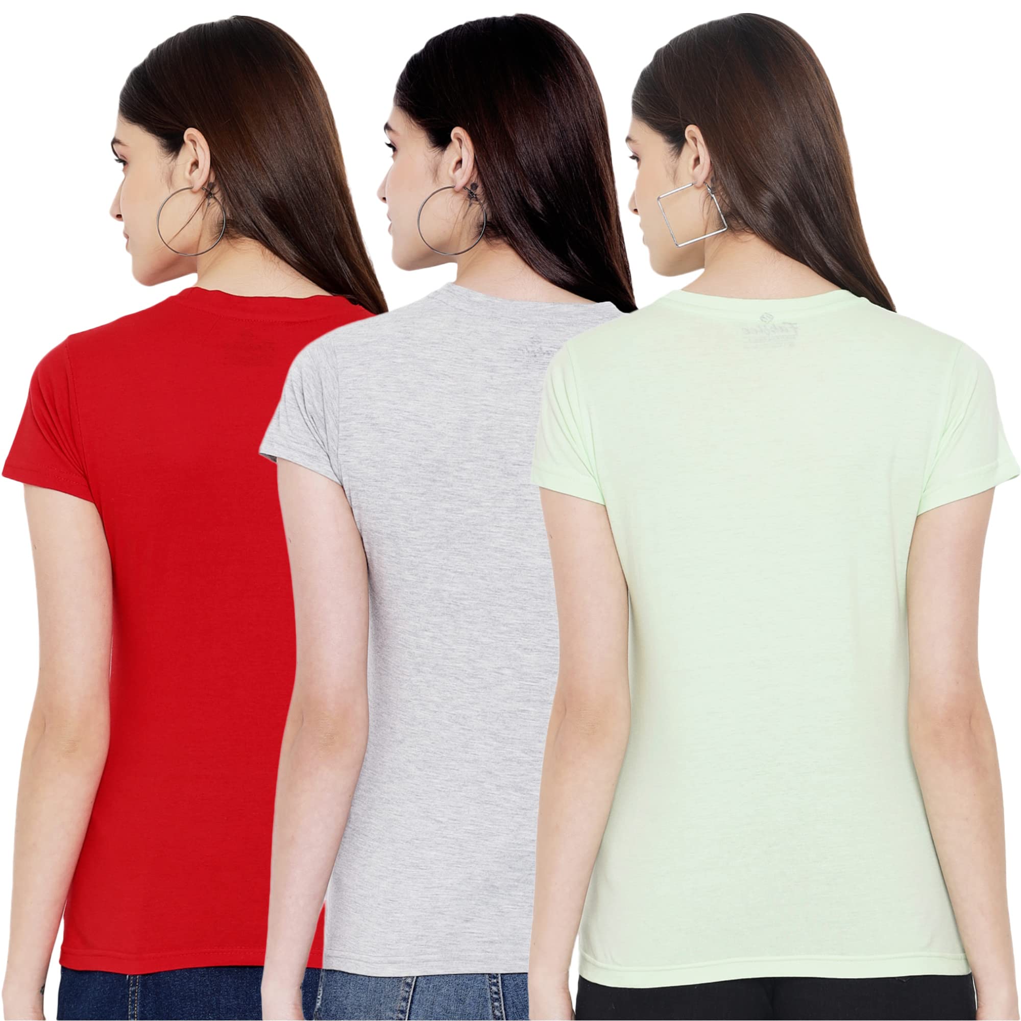 Preneum Lot de 3 t-shirts décontractés à manches courtes en coton pour femme || Tendances et style