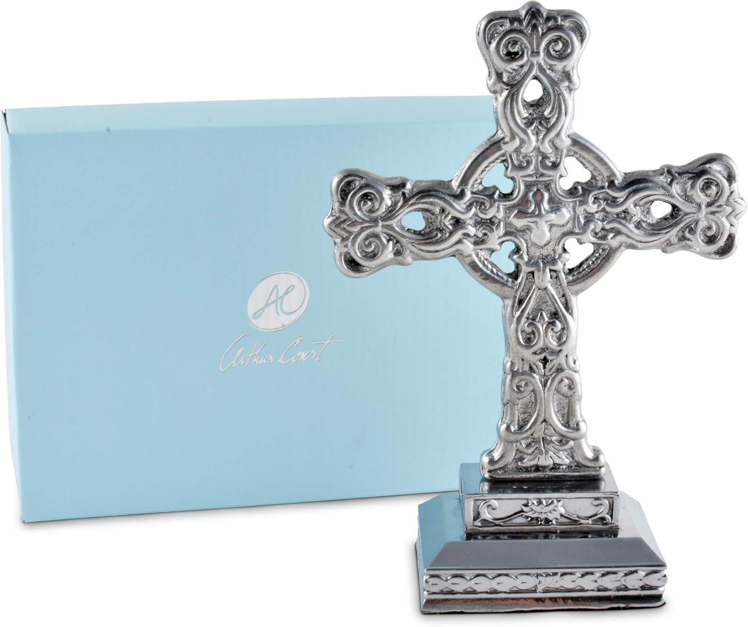Arthur Court Designs Aluminum Renaissance Christian Faith Cross 7.75 inch Tall