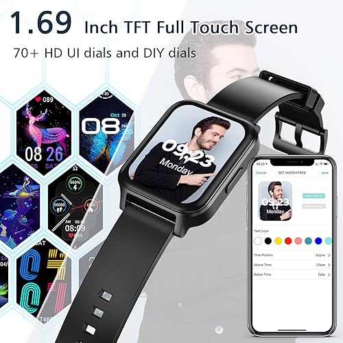 Vista 2 de Smart Watch for Android Phones 1.69" Touch Screen Smart Watches for Women Men Nemheng Smartwatch Fitness Watches with Heart Rate Monitor Sleep