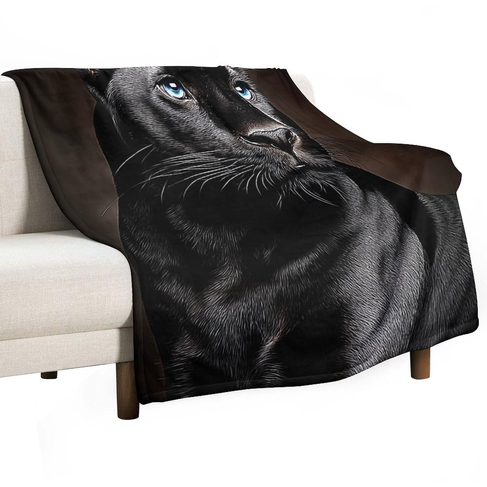 Jubonexis Panther Facing Forward Blue Eyes Anti Pilling Throw Blankets Cozy Durable Blanket for Bedroom Living Rooms Couch Sofa Bed 130x150cm(50x60in)