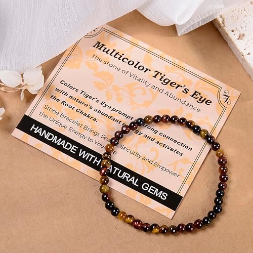 Vista 595 de MASSIVE BEADS Pulsera elástica de yoga hecha a mano con piedra natural, cristal curativo, energía, regalos para adultos unisex de 0.157 in, 0.236