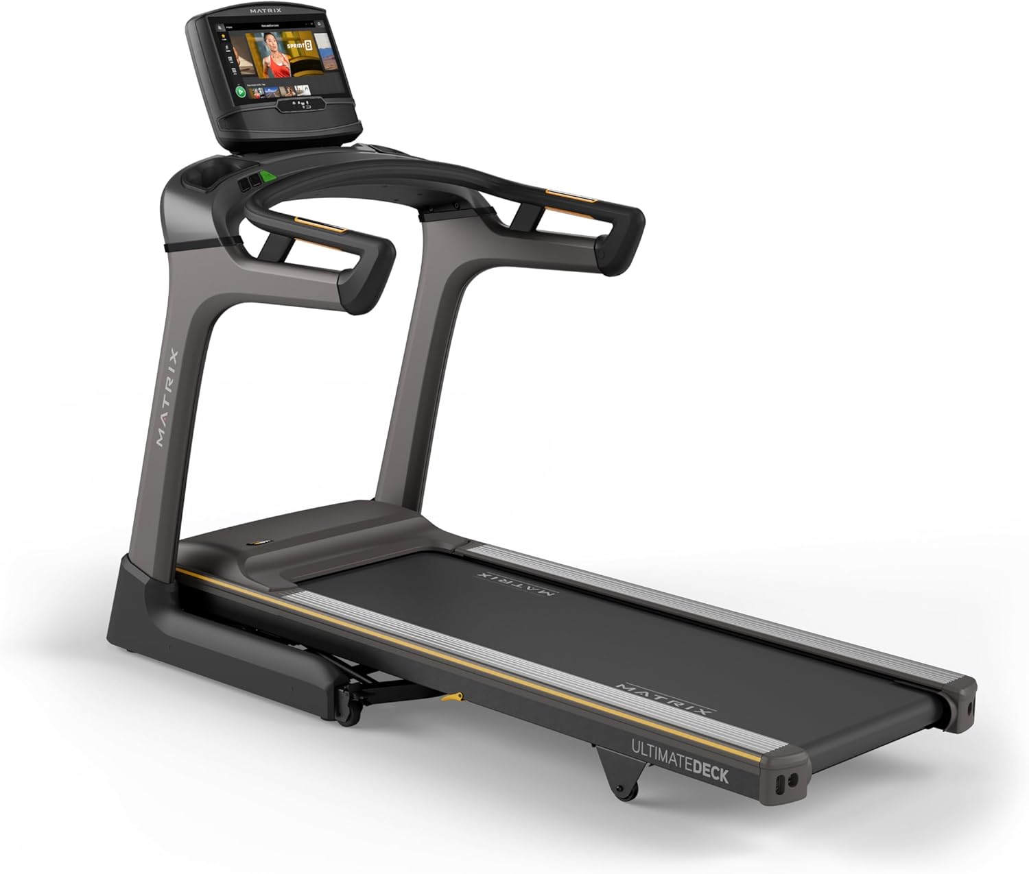 Matrix Fitness TF50 Treadmill with XIR | 16" Touchscreen (WiFi+BT+HDMI) | Club-Quality Folding Treadmill for Running, 5K & Marathon | Heavy-Duty Frame, Extra-Thick 20"x60" Deck, Industrial Cushioning