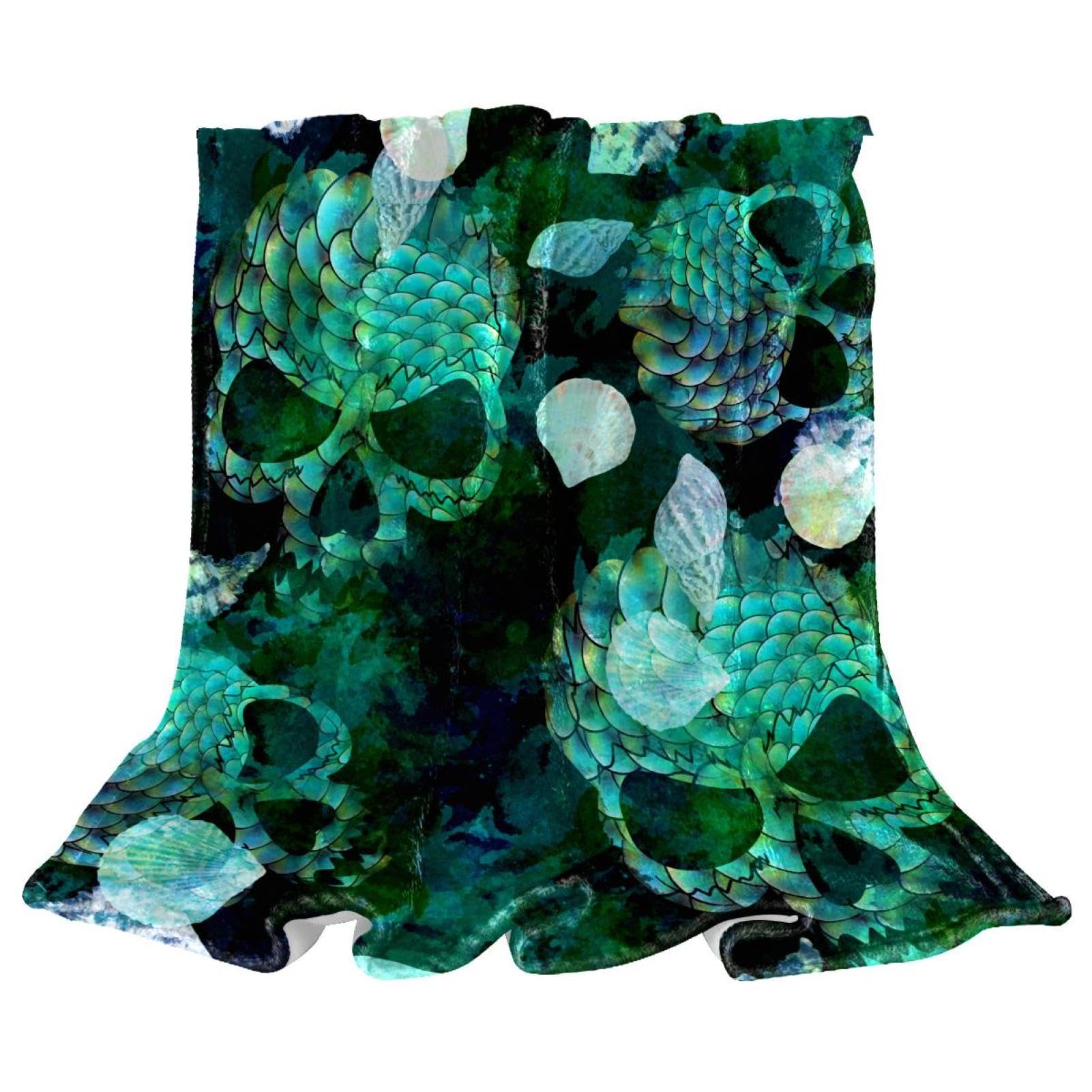 Plaid chaud couverture polaire crâne vert douce pour divan et chaise