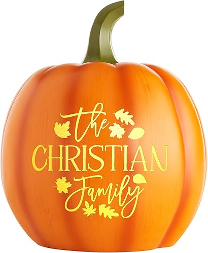 Miniatura 9 de Let's Make Memories Calabaza iluminada personalizada, decoración de otoño, luz LED para interiorexterior, purpurina dorada, L