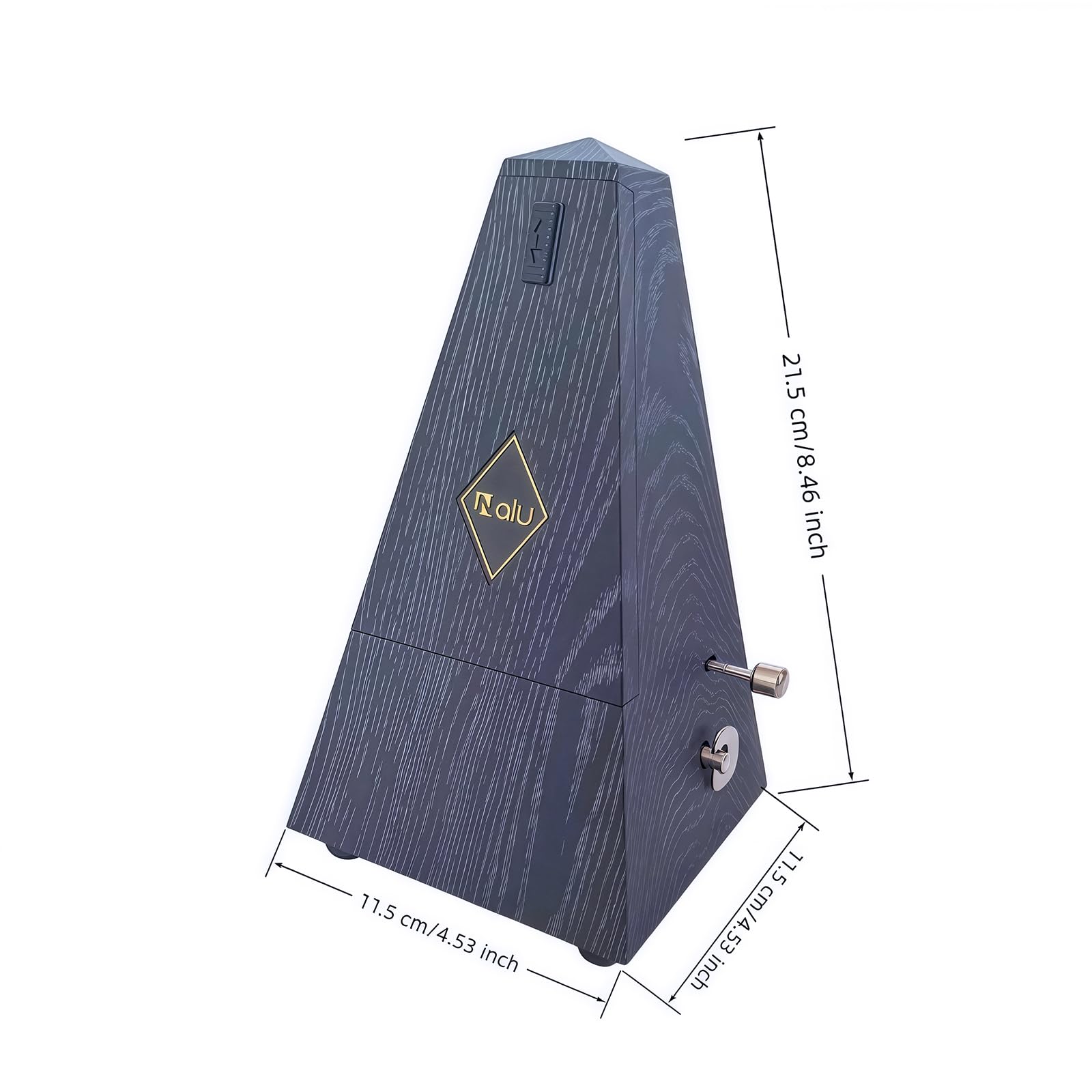 NALU Metrónomo - Diseño mecánico clásico de cuerda con campana para piano, guitarra, violín y todos los instrumentos (grano de madera en T, negro)
