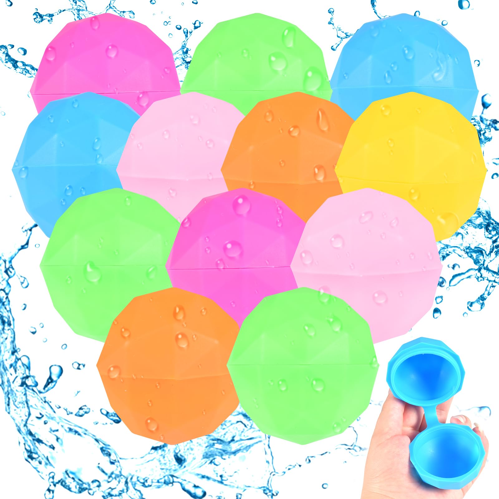Forhome 12 Piezas Bombas de Agua Reutilizables,Globos de Agua Reutilizables,Blobos de Agua para Niños para fiestas de verano Fiesta al Aire Libre Jardin Playa