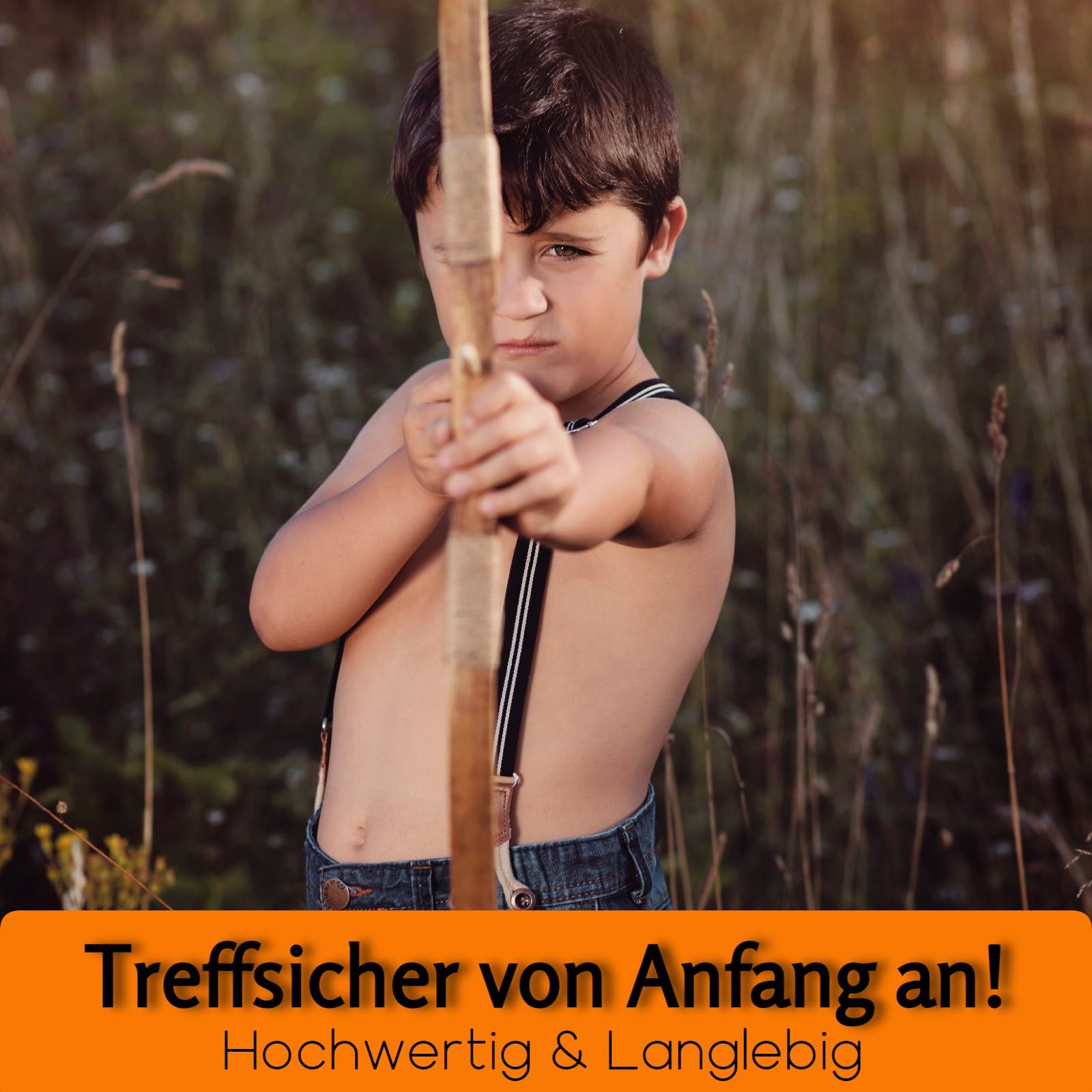 FLITZEBOGEN Pfeil und Bogen Kinder Set | 10 Pfeile mit Gummispitze, Köcher | Zielscheiben, Tasche | Bogenschießen Kinder Spielzeug ab 5 Jahren | Kinderbogen aus Holz | Rechts- und Linkshänder