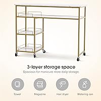 Vista 8 de BarberPub Mesa de uñas multifuncional con ruedas giratorias, escritorio de manicura de belleza de spa, estación de maquillaje simple moderna 2401