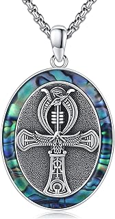 Ankh Necklace Sterling Silver Egyptian Eye Of Horus Ankh Cross Pendant Necklace, Ancient Egyptian Horus Bird Symbol Of Protection Jewelry