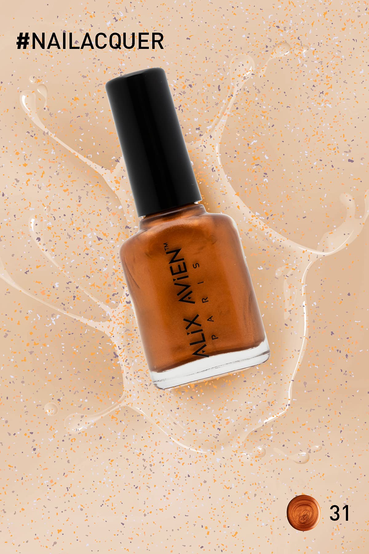 ALIX AVIEN Metalik Bakır Oje 31 - Yüksek Pigmentli Uzun Süreli Kalıcılık Hızlı Kuruma - Nail Lacquer 31