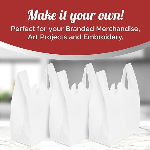 Miniatura 6 de Simply Cool Paquete de 50 Bolsas de Compras Reutilizables Ecológicas Tipo Camiseta para Comestibles 21.5"x12.2"x7.2" Duraderas, Reciclables,