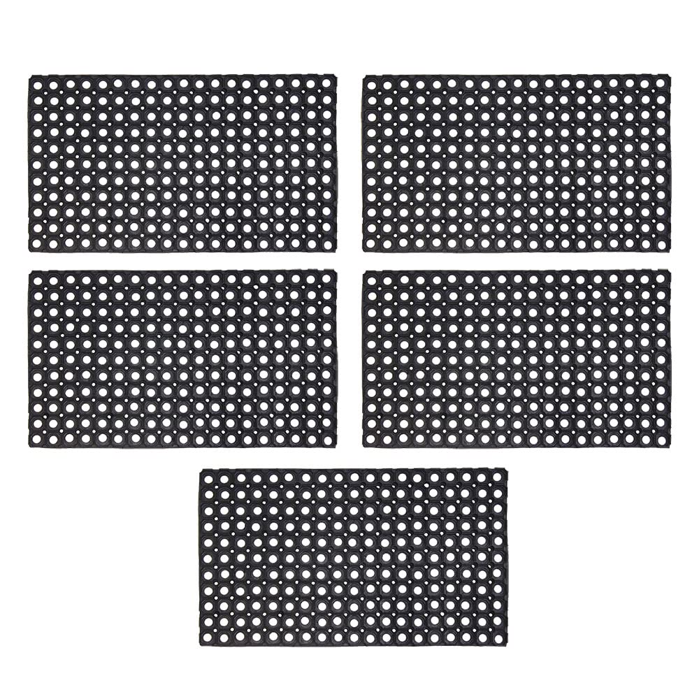 JVL Rondo Doormat - 50x100cm - Black - Set of 5 - Rubber