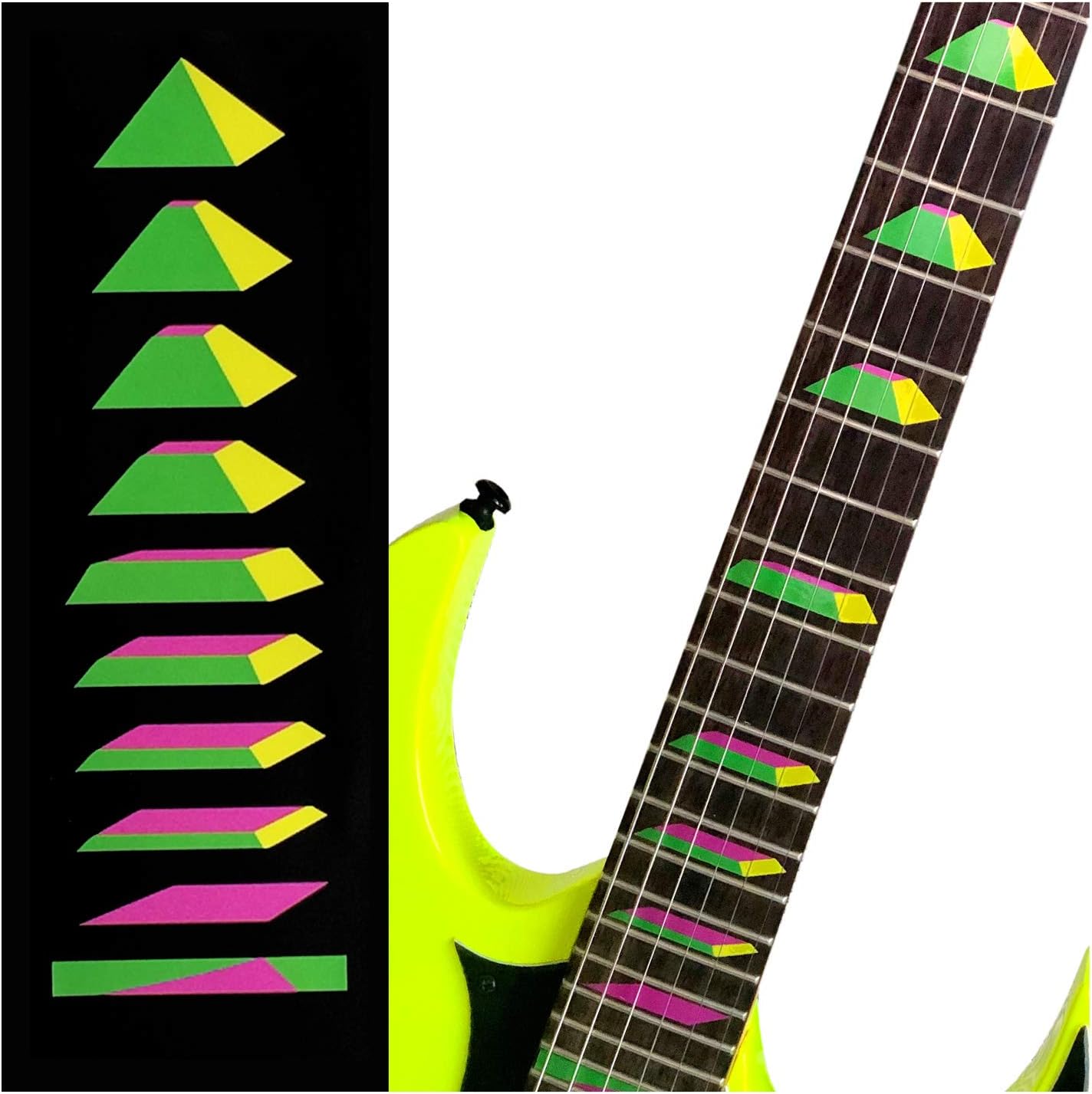 Inlaystickers Fret Markers for Guitars & Bass Pyramid Green Yellow