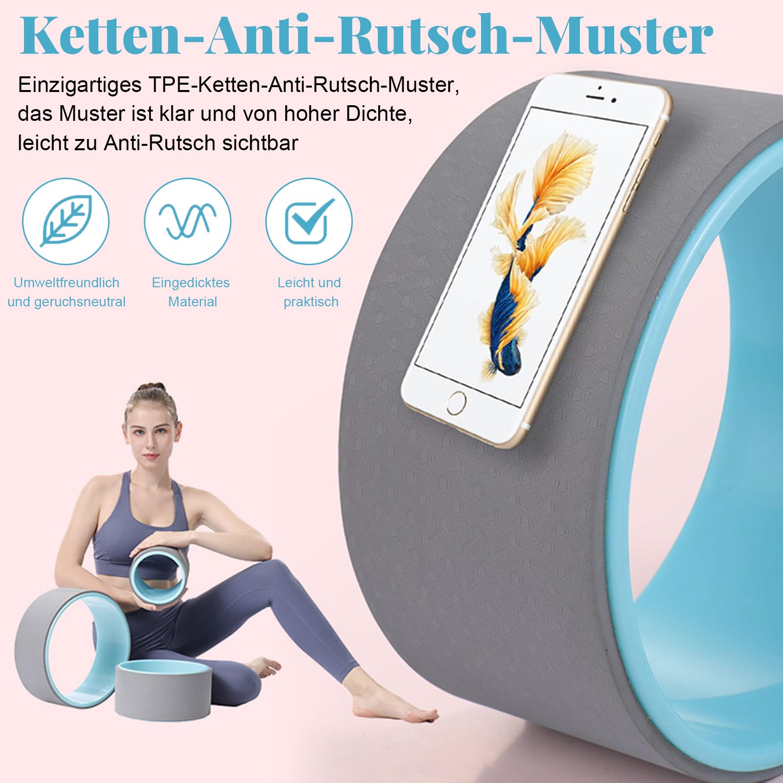 Yoga Rad 3er Pack,stabile und komfortable Rückenrollen für Anfänger.Zur Verbesserung der Wirbelsäulenversteifung und Dehnung des Rückens,mit einer Gewichtskapazität von bis zu 150kg