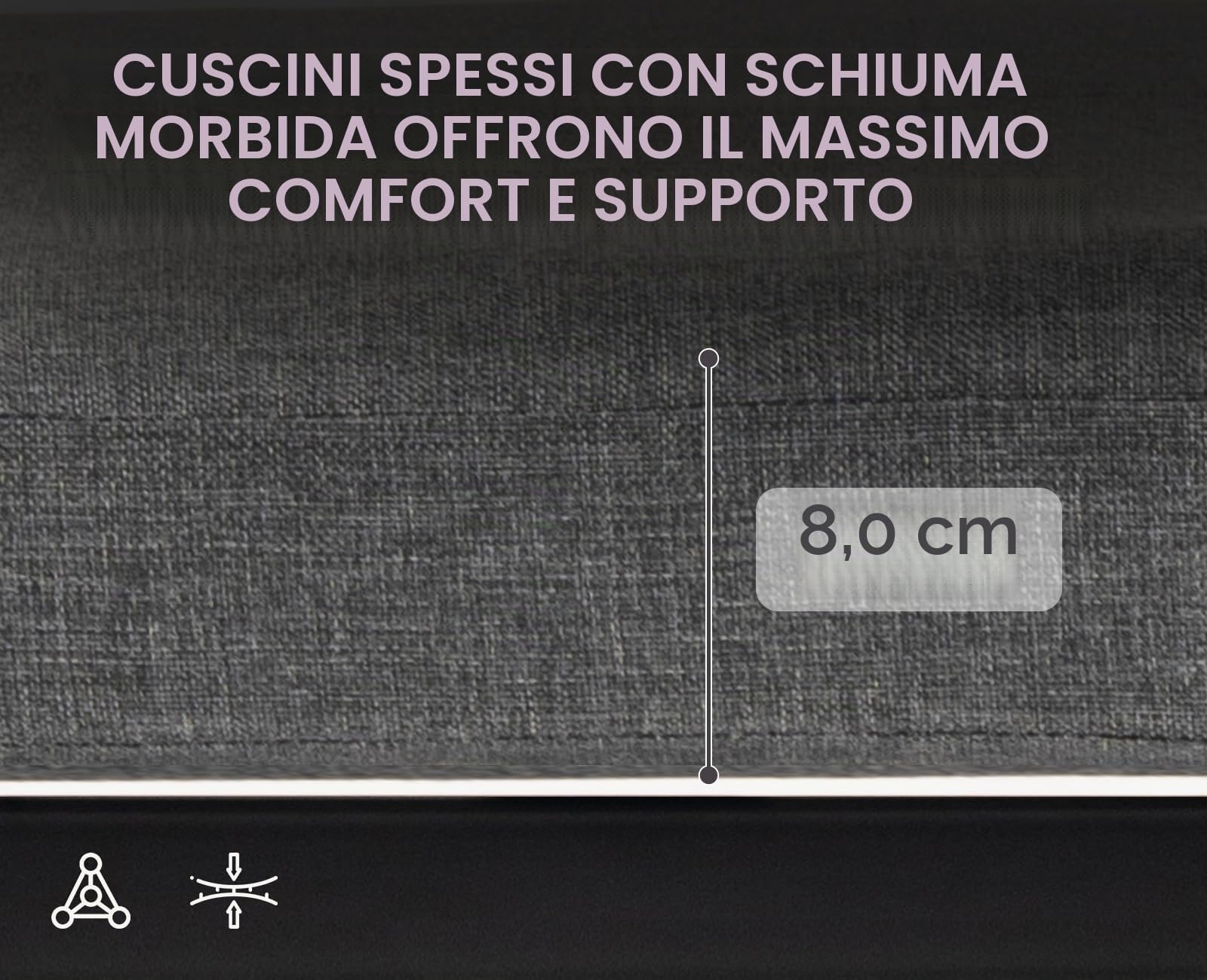 Ya-Home Set di 2 Sedie da Giardino per Esterni in Tessuto Resistente, Grigio | Poltrona da giardino con cuscino da 8 cm, resistente alle intemperie, in metallo, per giardino, terrazza, balcone