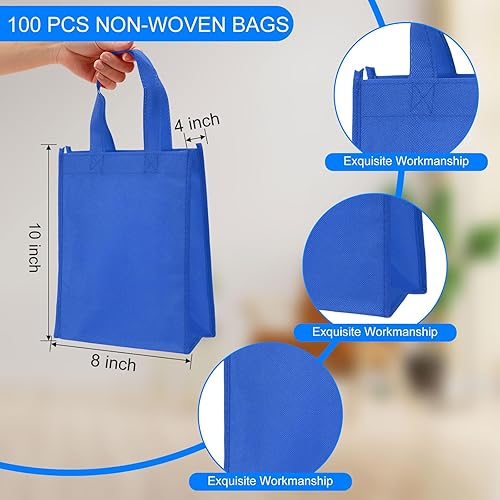 Miniatura 9 de Jexine 100 bolsas no tejidas, bolsas de regalo reutilizables con asas, bolsas de compras, bolsas de comestibles, bolsas de golosinas para fiestas,