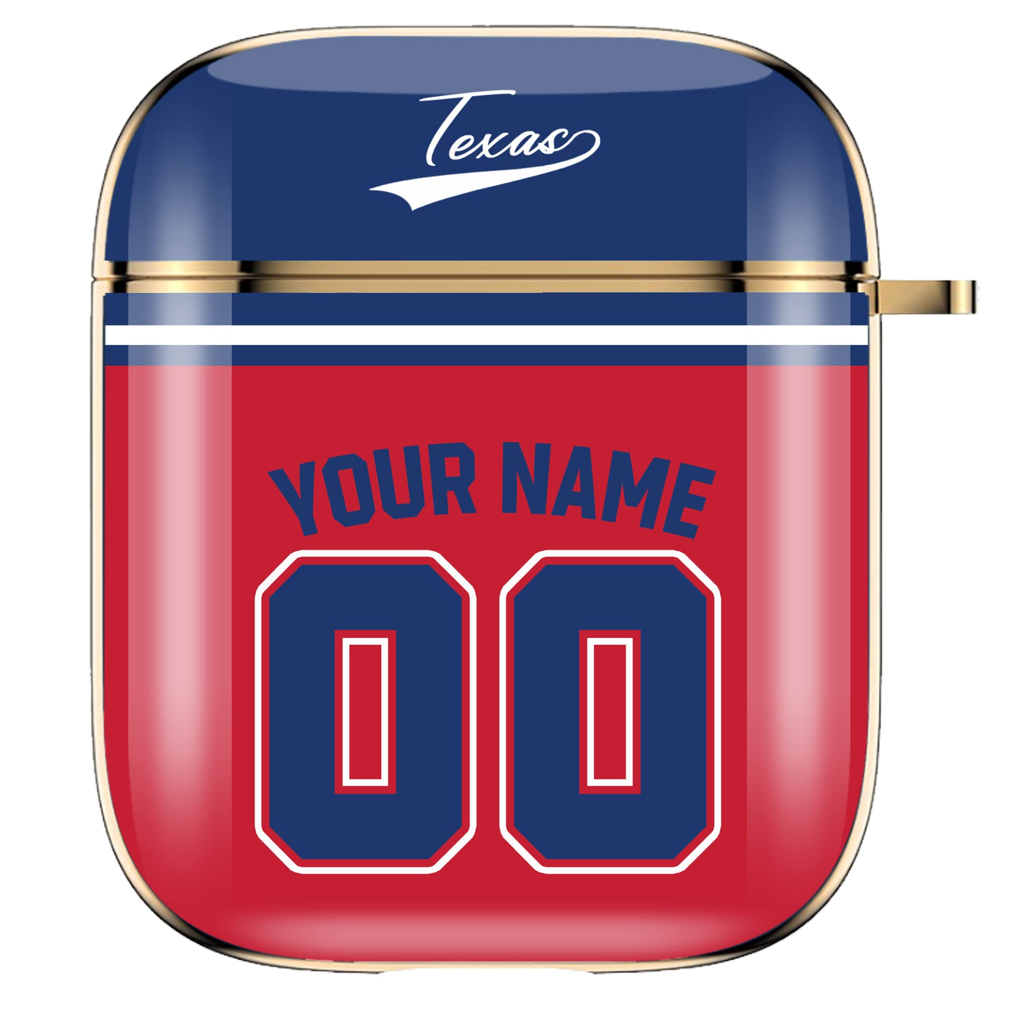 Custom Name & Number Baseball Jersey Case for Apple AirPods 2 nd and 1nd Generation,Texas Personalized Sports Fans Gift AirPod 2&1 Case Cover with
