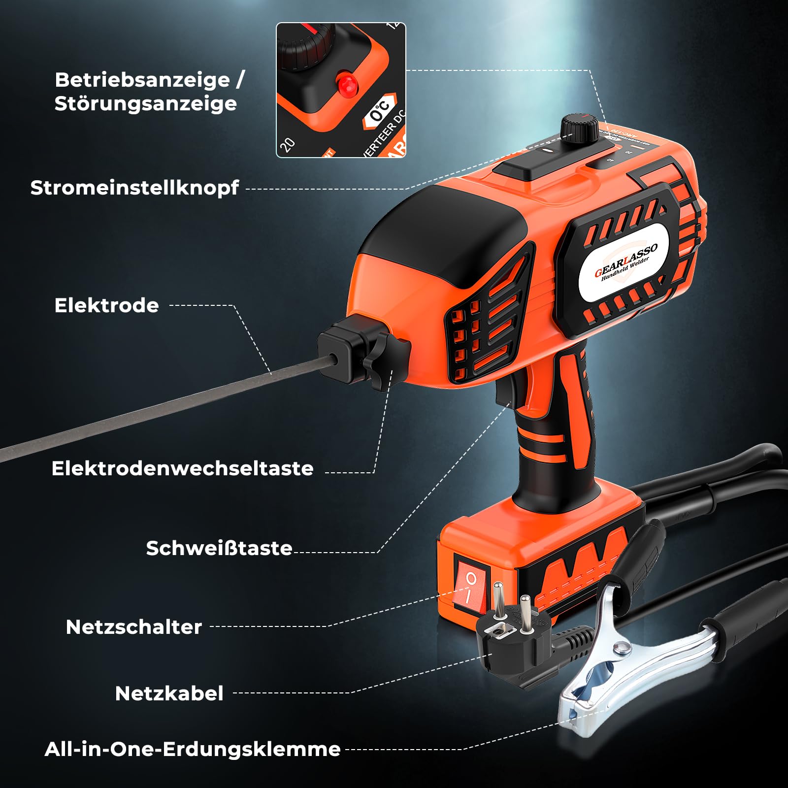 Handschweißgerät, 110V 120A Elektroden Schweißgerätmit IGBT-Wechselrichter, 5 variable Stromeinstellungen, tragbares Lichtbogenschweißgerät, passend für Schweißstäbe von 3/32"-1/8"(2.5-3.2mm)